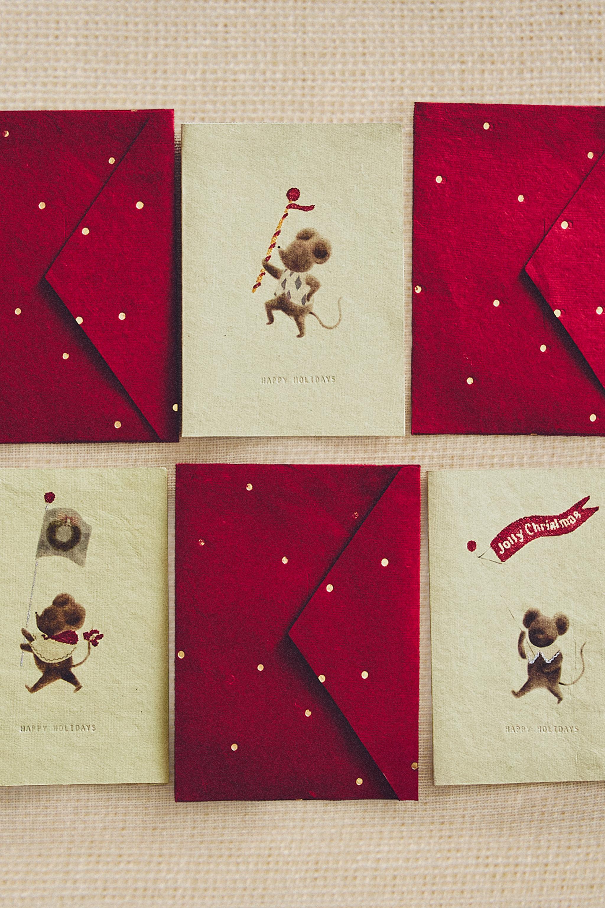 SET OF CHRISTMAS MICE POSTCARDS (SET OF 6)